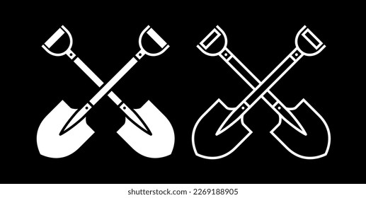 Shovel icon. Symbol of work or vegetable garden. Garden tools. Attribute of a worker, military or miner.