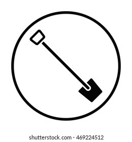 Shovel icon. Thin circle design. Vector illustration.