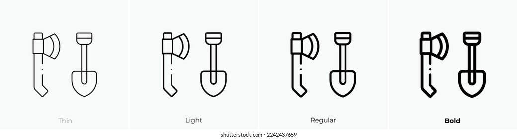 shovel icon. Thin, Light Regular And Bold style design isolated on white background