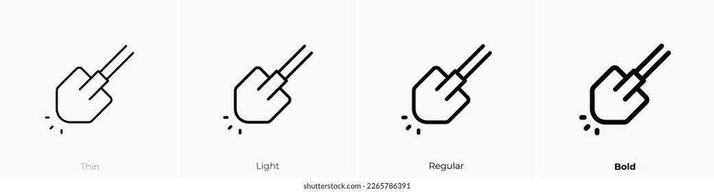 shovel icon. Thin, Light Regular And Bold style design isolated on white background