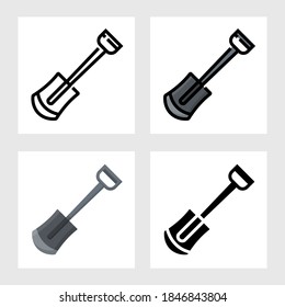 diseño vectorial de icono de pala en forma de relleno, delgada, contorno y plano.