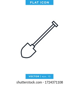 Shovel Icon Vector Design Template. Editable Stroke