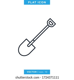 Shovel Icon Vector Design Template. Editable Stroke