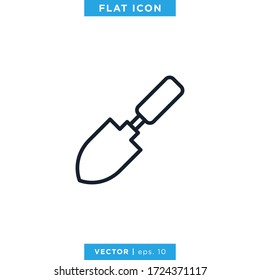 Shovel Icon Vector Design Template. Editable Stroke