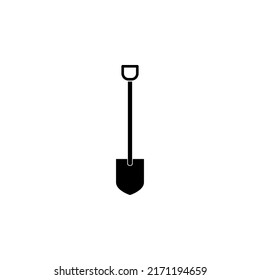 Plantilla de diseño de vectores de iconos de la pala. Stroke editable. Icono de la pala. Concepto de jardinería, símbolo de excavación. elemento de diseño de aplicaciones móviles y página de sitio Web.
