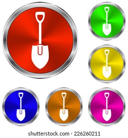 shovel  icon - vector glossy colourful buttons