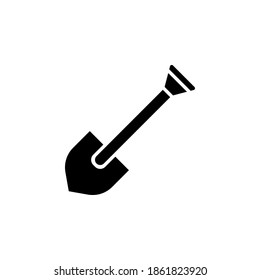 estilo de glifo vectorial de icono de pala. icono de herramienta negra. aislado en fondo blanco