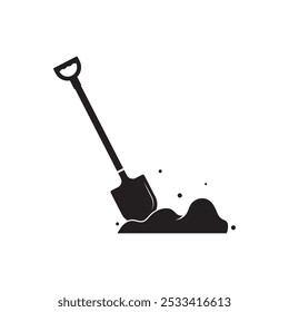 Ilustración vectorial de icono de pala en el fondo blanco.
