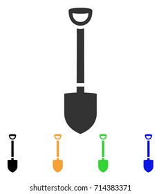Shovel icon. Vector illustration style is a flat iconic shovel symbol with black, grey, green, blue, yellow color versions. Designed for web and software interfaces.