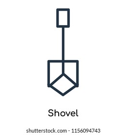 Shovel icon vector isolated on white background. thin symbols or lined elements in outline style