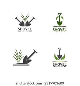 Shovel icon vector logo design template  
