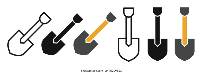 Shovel Iconicon vector collection in outlined and solid style