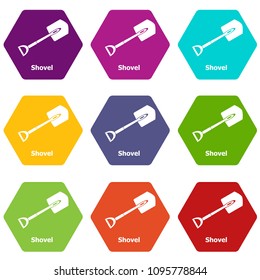 Shovel icons 9 set coloful isolated on white for web