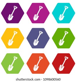 Shovel icons 9 set coloful isolated on white for web