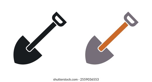 Shovel icons in black and colored version