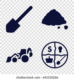 Shovel icons set. set of 4 shovel filled icons such as shovel, excavator, ground heap