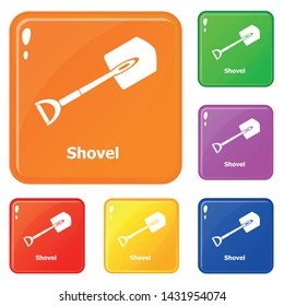 Shovel icons set collection vector 6 color isolated on white background