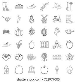 Shovel icons set. Outline style of 36 shovel vector icons for web isolated on white background