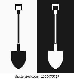 Shovel Icons: vector illustration of shovel icons with black and white backgrounds