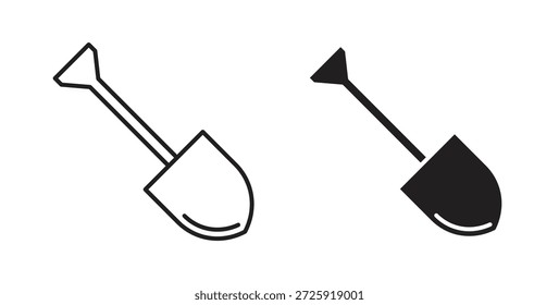 Schaufelsymbole. Lineares Vektorsymbol einzeln auf weißem Hintergrund.