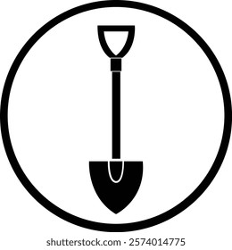 Shovel Icon.Shovel in soil.Shovel for digging and construction flat vector icon for apps and websites.Hand tool icon. Vector illustration.Garden Shovel.