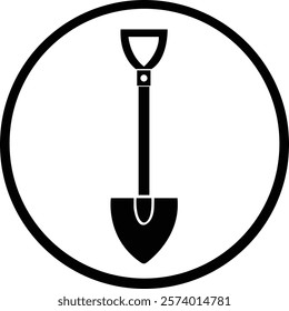 Shovel Icon.Shovel in soil.Shovel for digging and construction flat vector icon for apps and websites.Hand tool icon. Vector illustration.Garden Shovel.