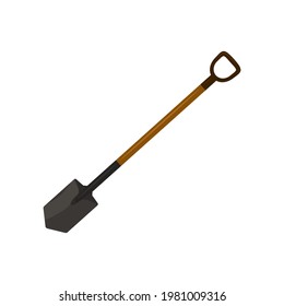 Shovel illustration isolated on white background. Garden tool icon.