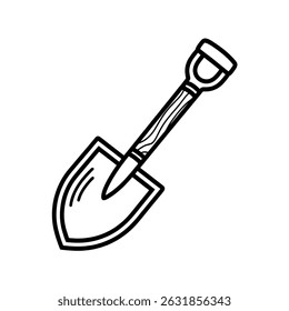 shovel illustration vector style line drawing coloring page