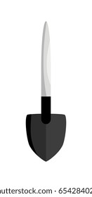 Shovel isolated icon in flat design. Gardening instrument, agriculture hand tool vector illustration.