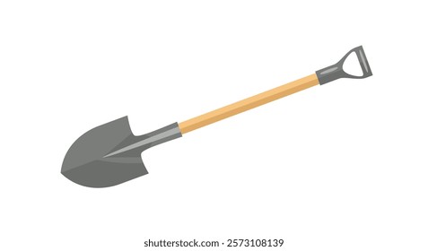 Shovel isolated on white background. Vector cartoon flat illustration of gardening tool. Spade icon