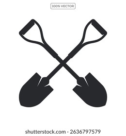 shovel isolated silhouette vector illustration on transparant background