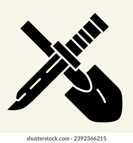 Schaufel- und Messersymbol. Tools, Vektorgrafik einzeln auf Weiß. Dagger Glyph Design, entwickelt für Web und App. EPS10