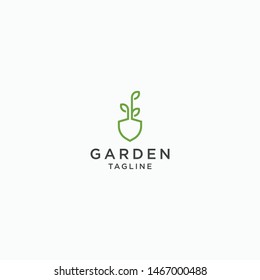 Shovel with Leaf Logo Icon Design Template. Garden, Green - Vector