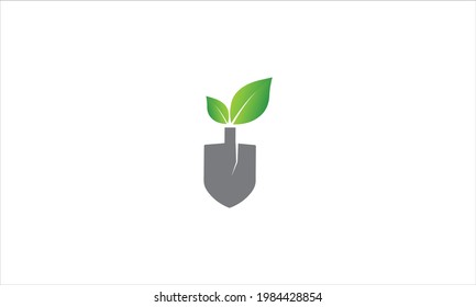 shovel leaves icon  or gardening logo vector template illustration

