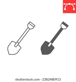Shovel line and glyph icon, farm and agriculture, shovel spade vector icon, vector graphics, editable stroke outline sign, eps 10.