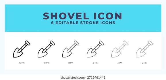 Shovel line icon with different stroke. Vector illustration.