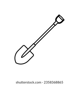 Shovel line icon isolated on white background. Gardening vector illustration. 