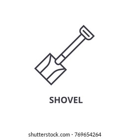 shovel line icon, outline sign, linear symbol, vector, flat illustration