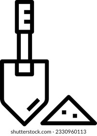 Shovel Line Icon - Single Icon, Vector