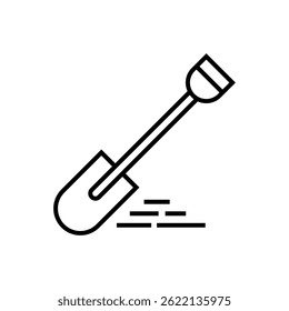 Vector del icono de la línea de la pala en el fondo blanco
