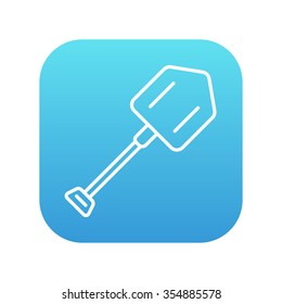 Shovel line icon for web, mobile and infographics. Vector white icon on the blue gradient square with rounded corners isolated on white background.
