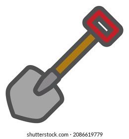 Shovel linear icon with colored fill.Vector illustration.