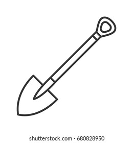 Shovel linear icon. Thin line illustration. Spade contour symbol. Vector isolated outline drawing