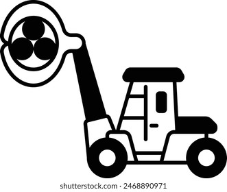 Shovel Logger in Action at Log yard concept, Tractor-mounted forestry crane vector icon design timber and lumber Symbol, Forestry and Deforestation Sign, forest farming and woodland stock illustration