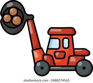 Shovel Logger in Action at Log yard concept, Tractor-mounted forestry crane vector color icon design timber and lumber Symbol, forest Deforestation products Sign,mill yard woodland stock illustration