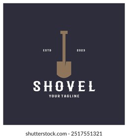 Shovel logo for agriculture, excavation,building, mining foundation. gardening vector set design with leaves