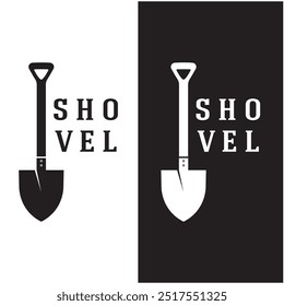 Shovel logo for agriculture, excavation,building, mining foundation. gardening vector set design with leaves