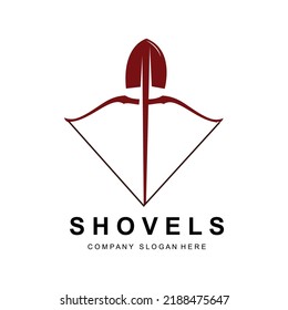 Shovel Logo Design, Construction Worker Tool Illustration Vector, Building Construction Icon