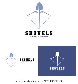 Shovel Logo Design, Construction Worker Tool Illustration Vector, Building Construction Icon