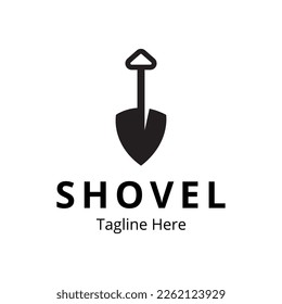 Shovel Logo Design Template With Black Color.